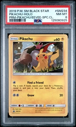 2019 POKEMON SM BLACK STAR PROMO #SM234 PIKACHU-HOLO PSA 8
