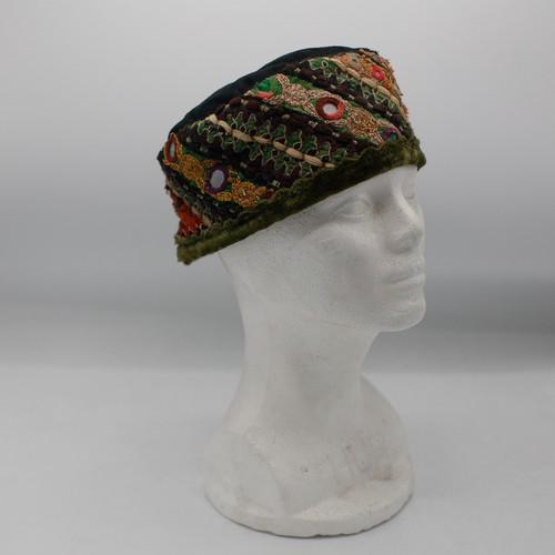 Cappelli di Buck verde nero velluto cappello fatto a mano hippie bohemien morbido metallizzato - Foto 8 di 8