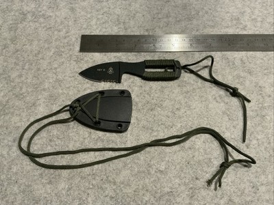 Tops USA Key D Neck Knife Cord Wrapped W/ Sheath Mint