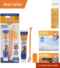 Dog Dental Kit - Tartar Control Toothpaste, Brush & Finger Brush - 2.5oz