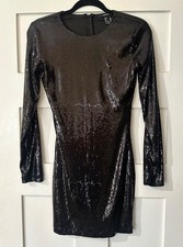 Black Sequined Bodycon Dress by Forever 21 Sz Sm