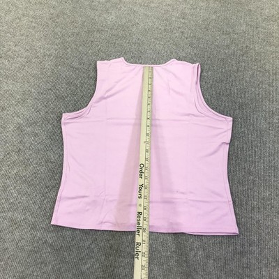 Baby Phat Tank Top Womens Large Pink Rhinestone Logo Keyhole Scoop