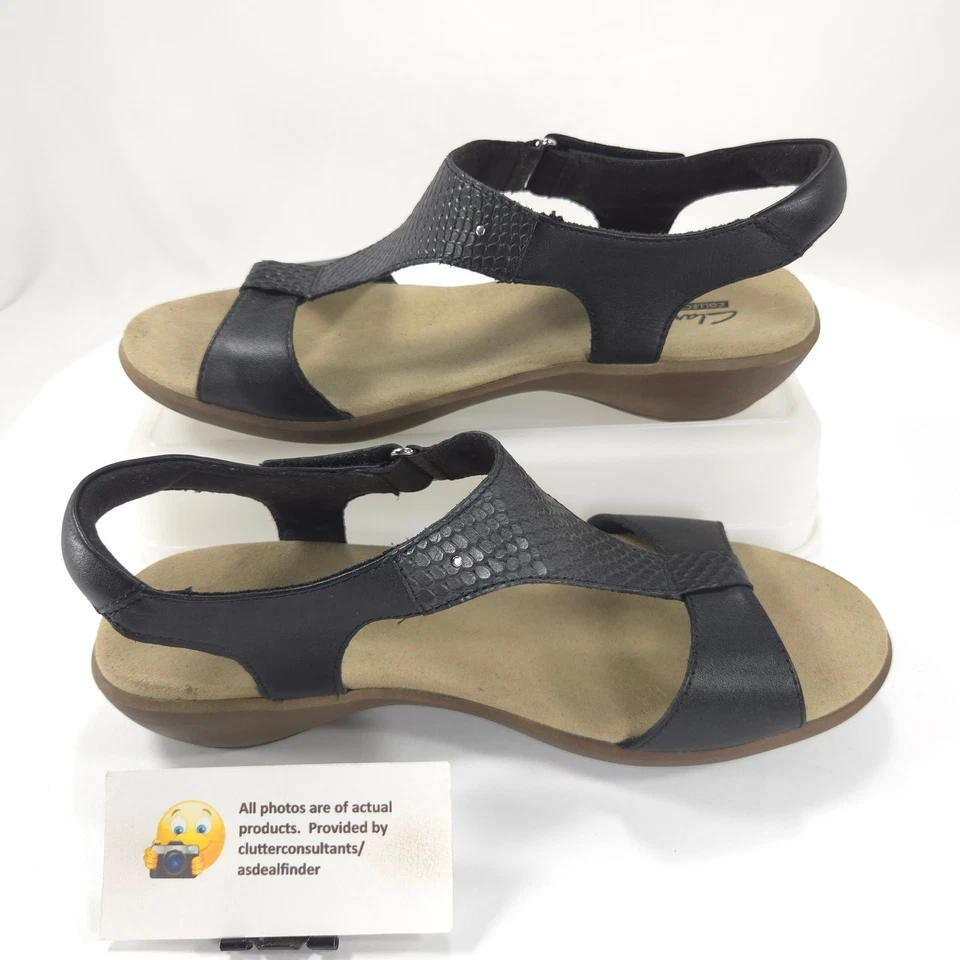 Clarks Collection Casual Sling Back Sandal Womens Size 8.5 26109023 Black - Image 4 of 4