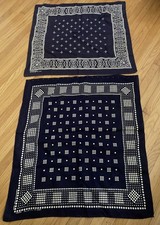 2 Vtg Indigo Selvedge Cotton Bandana 14193 Wa...