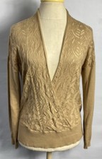 Loft Open Knit-crochet Sweater Size M Tan Color