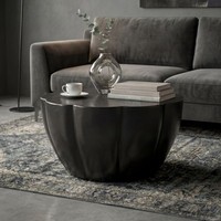 Couchtisch Aluminium 60Cm Wohnzimmertisch Rund Sofatisch Schwarz Beistelltisch