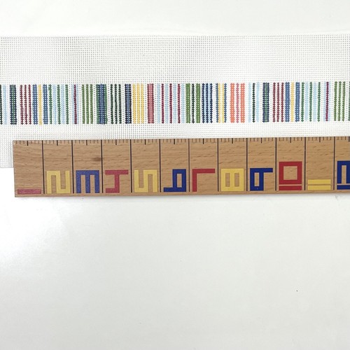Cinghia cintura tela punto ago dipinta a mano 13 conteggi unisex strisce multicolore - Foto 2 di 2