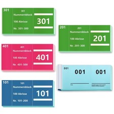 Lose Tombola Nummernblock 1-500 Doppelnummern Tickets Buch 5 St&uuml;ck Blau Gr&uuml;n ...