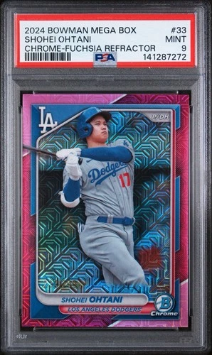 24 Bowman Mega Box Shohei Ohtani Chrome Fushsia Refractor #133/299 PSA 9