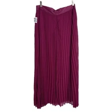 NWT Adrienne Landau Onyx Pleated Skirt Women's M Vivacious Raspberry Color NEW