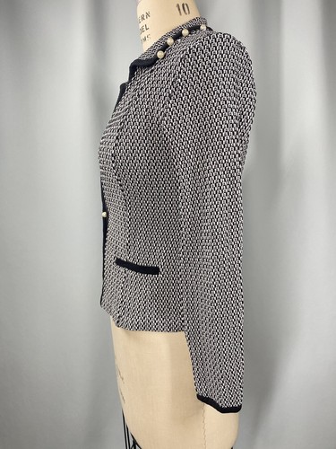 Designer cardigan jacket SIZE MEDIUM black white knit DUE PER DUE rayon Y2K - Picture 8 of 12