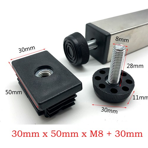 Square Tube Inserts End Caps /Adjustable Table Foot Furniture Leveling Feet/Nuts - Picture 30 of 41