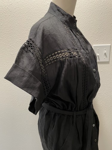 $395 FRAME SHORT SLEEVE PEASANT BOHEMIAN STYLE SHIRT SHORT DRESS BLACK XS - Picture 7 of 12