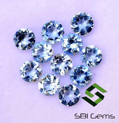 2.16 CTS Natural Aquamarine Round Cut 4 mm Lot 11 Pcs Calibrated Loose Gemstones - Picture 3 of 7