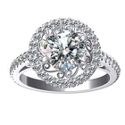 1.93 Ct White Round Cut Vvs1 Moissanite Halo Wedding Ring Sterling Silver Size 7