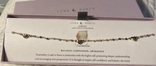 LUNA NORTE 14KT GOLD PLATED BRASS TOURMALINE HEART ANKLET~NEW IN BOX!