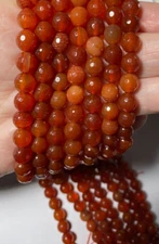 NATURAL FACETED 8 MM CARNELIAN BEADS 15" STRAND WHOLESALE!!!