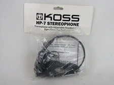 Koss Vintage HP-7 Sterephones NOS-Black-Corded 3.5mm Jack-On the Ear Cushion-NEW
