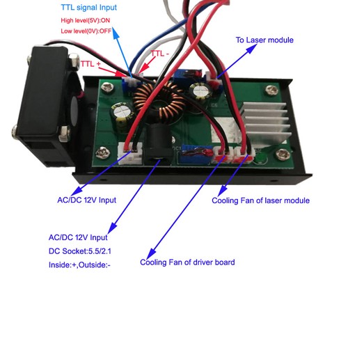 Módulo láser azul enfocable de calidad 450nm 5,5W 5500mW talla/quema - Imagen 6 de 12