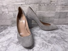 Valentino Garavani Block Heels Women 40.5/ 10M Shoes Gray Suede Comfort Pumps