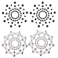 2 Pairs Fun Sexy Crystal Rhinestone Nipple Pasties Breast Sticker