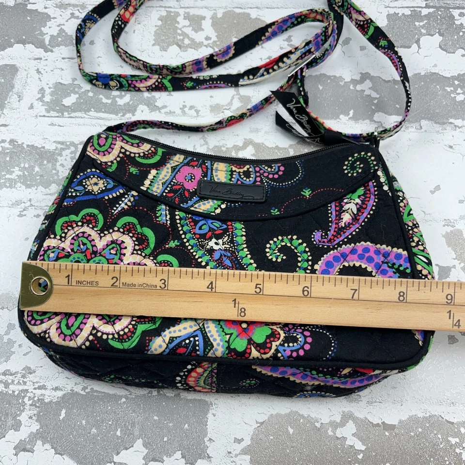 Vera Bradley через плечо наплечная сумка сумочка маленький живой пейсли черный фиолетовый - Изображение 4 из 4