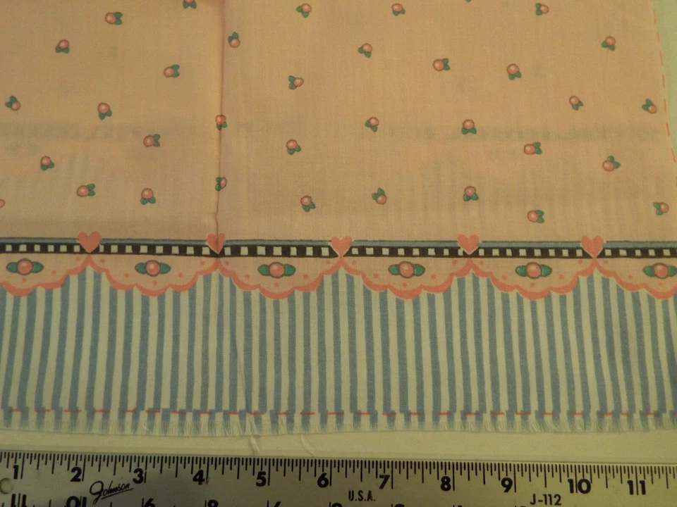 MIXED LOT-DAISY KINGDOM FABRIC-BUNNY-QUILT SQUARE-PINK W/ BLUE-STRIPE-BORDERS*** - Image 3 of 4