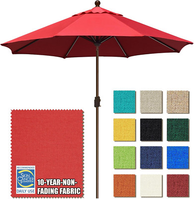 10-Year USA 9Ft Logo Red Market Umbrella with Ventilation for Patio Use