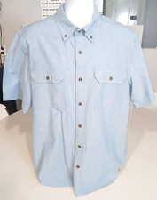 Carhartt Mens Short Sleeve Chambray Shirt Button Up Blue Sz L