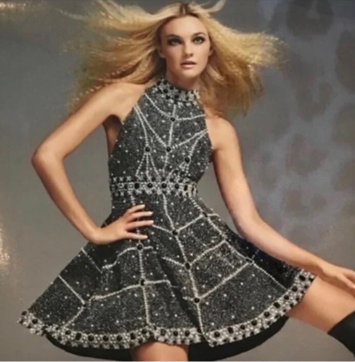 【Alice+Olivia】ELLIS パール クリスタル ツイード ミニドレス Alice + Olivia Ellis Embellished Tweed Mini Dress Pearl
