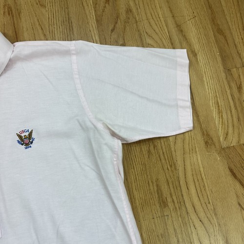 US Golf Association 1984 Button Polo Golf Shirt Log Light Pink Cotton Polyester - Imagen 4 de 11
