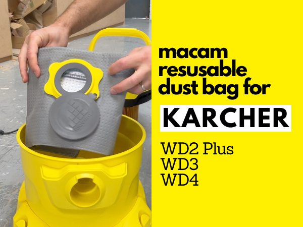 Vacuum bag for Karcher WD2 Plus, WD3 and WD4 dust Macam  reusable bag