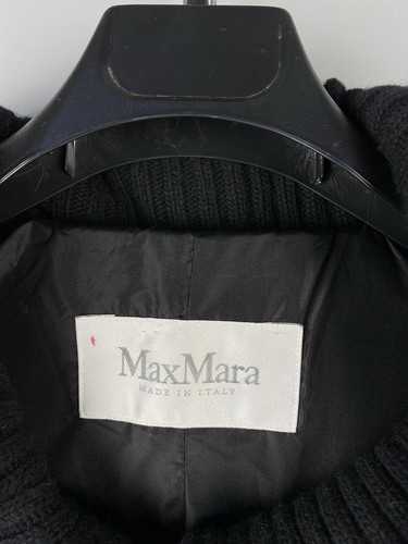 Max Mara Womens Luxury Alpaca Wool High Neck Black Pea Coat Jacket Sz US 6 / S - Picture 16 of 18
