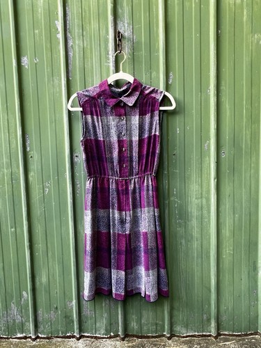 Vintage Purple Sleeveless Fairy Dress with Collar - fits size 10 - Picture 3 of 12