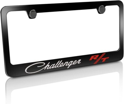 Dodge Challenger R/T Logo Black Zinc Metal License Plate Frame Official ...