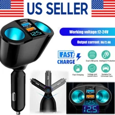 Outlet Dual USB Car Cigarette Lighter Socket Splitter Power Adapter Charger lot