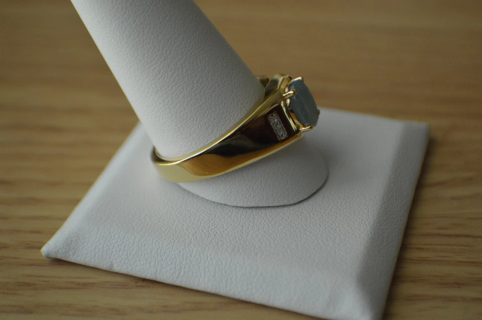 Anel Grandidierite/Zircão Premium 1,30 ct 14k YG sobre Prata Esterlina Tamanho 12 - Imagem 3 de 4