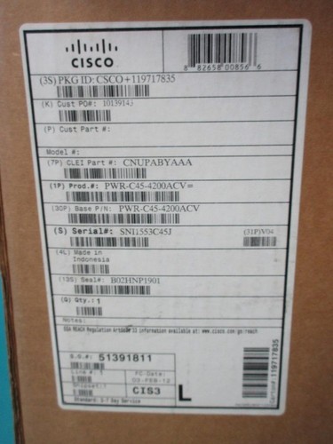 New Cisco Catalyst AC Proprietary Power Supply Unit p/n PWR-C45-4200ACV - Picture 10 of 11