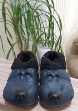 POLLIWALKS KIDS "TOYS FOR FEET" PUPPY DOG Furry-Lined Slip On Shoes - Sz 8 -NEW 