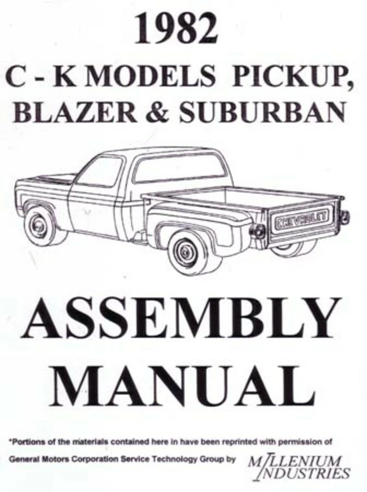 1982 Chevrolet Truck Blazer Suburban Assembly Manual Instructions Illustration
