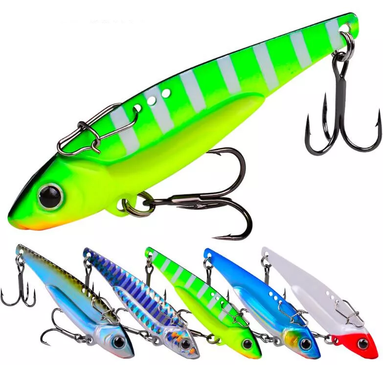 5PCS Sea Fishing Lures Metal VIB Jig Hooks Deep Trolling Saltwater Bait Sea  Carp