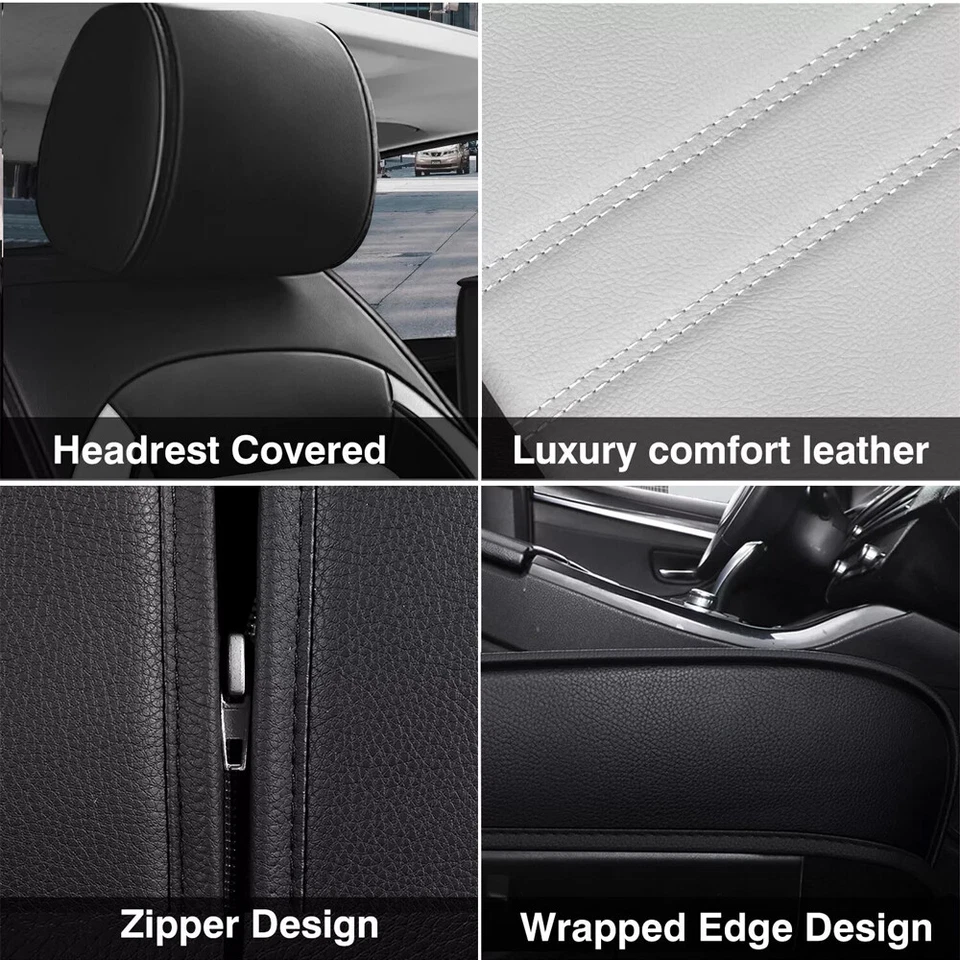 Juego completo de funda de asiento de auto impermeable de cuero sintético para Dodge Foto 4 de 4
