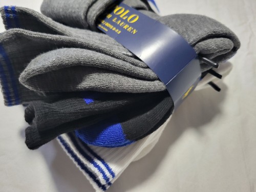 Polo Ralph Lauren Boys 6-pack Crew Socks 6pk athletic socks sz 8-9.5 Multi Color - Picture 7 of 8