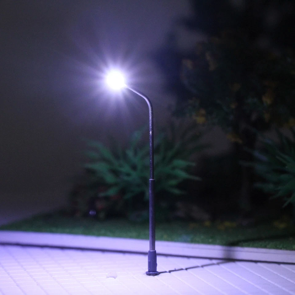 LQS06 10pcs N Scale 1:160 Model Railway Bright White LED Lamp Street Light 6cm - Image 2 of 4