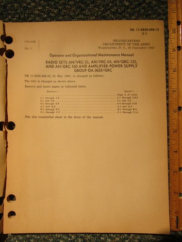Conjuntos de radio AN/VRC-53 y AN/GRC-125 y fuente de alimentación amplificador OA-3633/GRC ~ mayo 1967 - Imagen 2 de 6