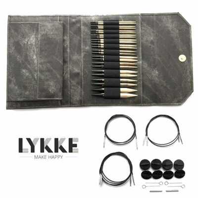 Lykke ::Driftwood Interchangeable Gift Set:: 5'',  US 4 - US 17, Grey Denim Pouch