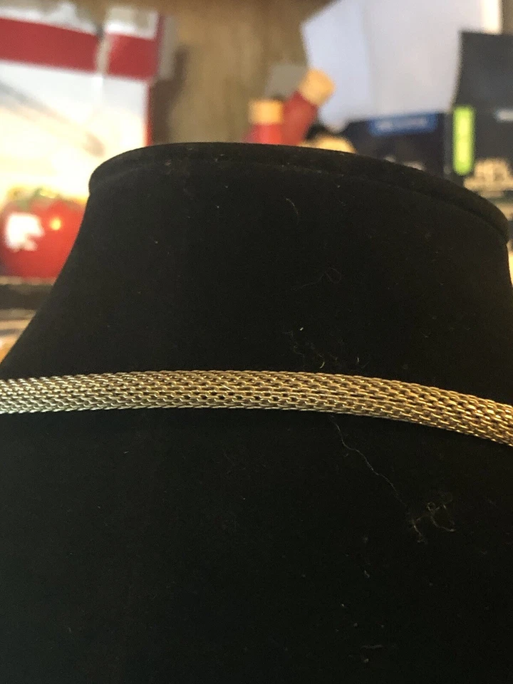 collar cuerda malla plata con colgante corazón Foto 3 de 4