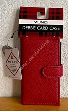 NWT Mundi “Debbie” Card Case Bifold Wallet in Red Pebble Vegan Leather MSRP: $22