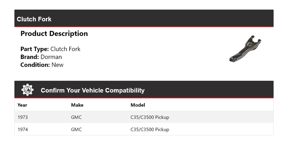 Horquilla de embrague Dorman para camioneta GMC C35/C3500 1973-1974 Foto 2 de 4