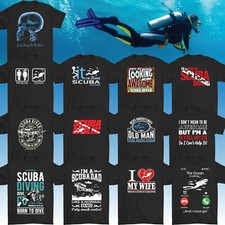 SCUBA DIVING T-SHIRT Mens Funny Diver Dive Equipment Flippers Mask Regulator Sea